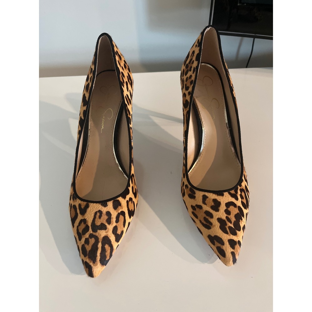 Jessica Simpson Leopard Print Calf Hair Pointed Toe Stiletto Pumps Heels 9M